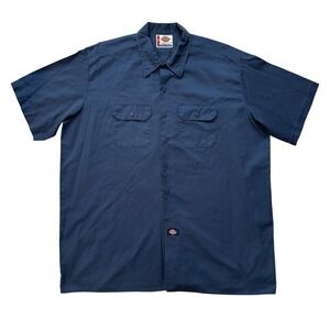 Dickies Work Shirt Short Sleeve Button Up Relaxed Fit Uniform Mens‎ 3XL Blue